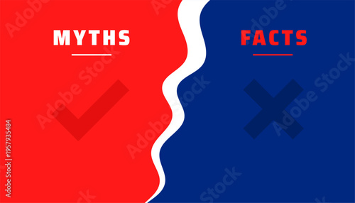 myths vs facts reality check background in modern style