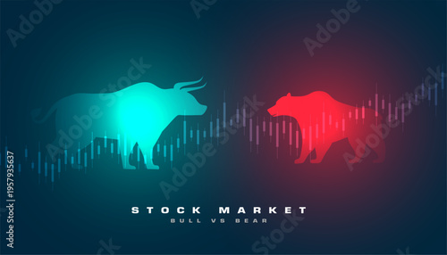 bullish vs bearish stock market trade chart background