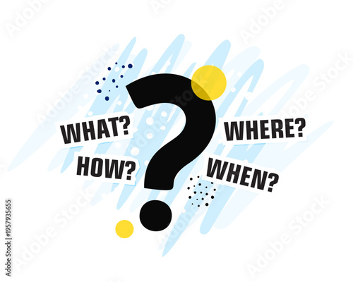 what where when how question mark symbol in modern style