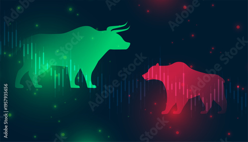 bullish profit vs bearish loss market trade background