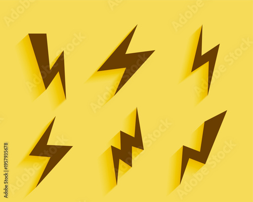 collection of electric lighting bolt symbol in different style