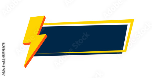 3d electric lighting bolt sign with text space