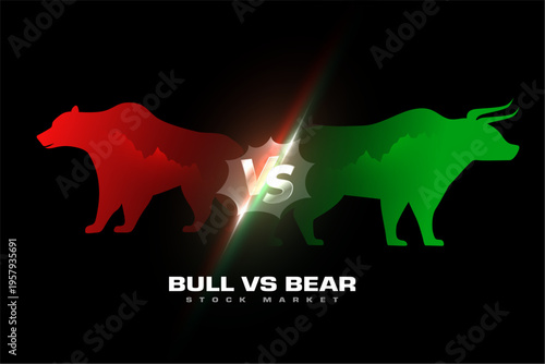 bull profit vs bear loss stock trade dark background