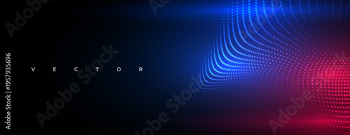 blue red futuristic web data digital particle technology banner
