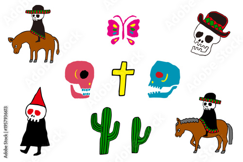 手描きのかわいいメキシコのイラスト素材集(ベクター)