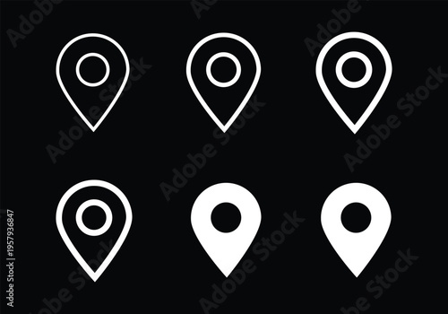 Location pin icon. Minimal map marker vector for navigation apps. Geotag pointer marking place and position symbol. Clean destination point sign pictogram concept.