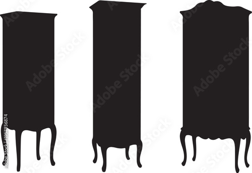 cabinet furniture silhouette icons set vector collection