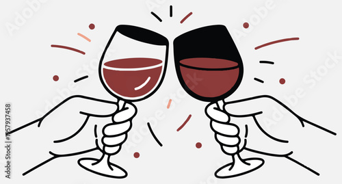  Two hands clinking wine glasses in a celebratory toast