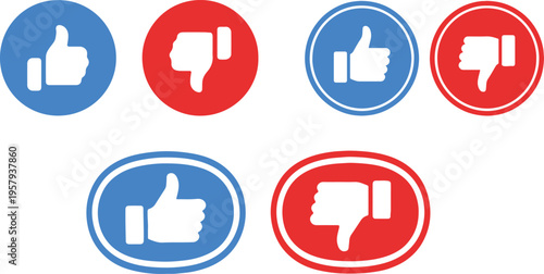 Facebook like dislike thumb up down vote icons set