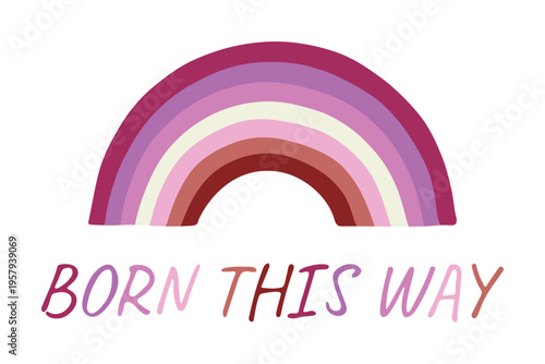 Colorful rainbow shape Lesbian pride flag Happy pride day LGBTQIA community Pride Month Vector hand drawn doodle for posters, stickers, logo, cards