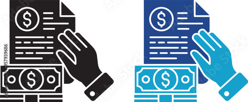 Silhouette of hands stopping money and documents with dollar signs