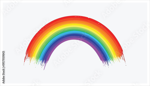 Vibrant rainbow with colorful spectrum and fringed edges on white background