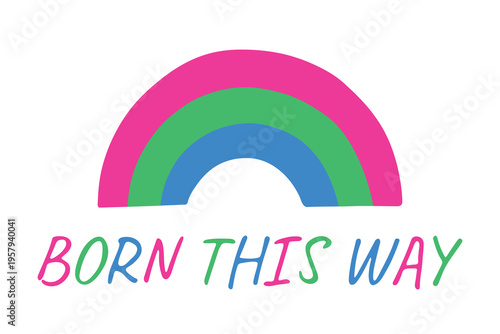 Colorful rainbow shape Polysexual pride flag Happy pride day LGBTQIA community Pride Month Vector hand drawn doodle for posters, stickers, logo, cards