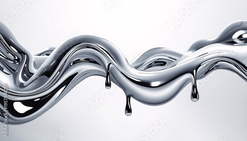 Futuristic Liquid Metal Drip Abstract Chrome Texture Background