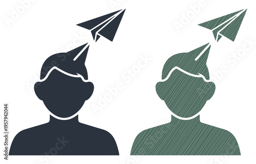 Creative ideas taking flight from an open mind, symbolizing imagination and innovation.