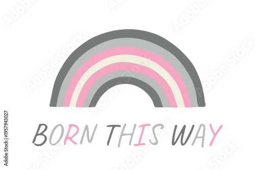 Colorful rainbow shape Demigirl pride flag Happy pride day LGBTQIA community Pride Month Vector hand drawn doodle for posters, stickers, logo, cards