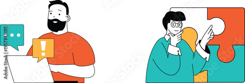 Collaborative communication and problem-solving illustration