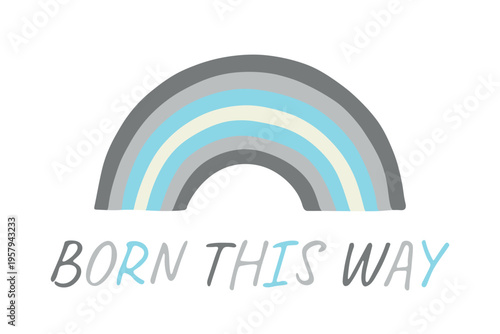 Colorful rainbow shape Demiboy pride flag Happy pride day LGBTQIA community Pride Month Vector hand drawn doodle for posters, stickers, logo, cards