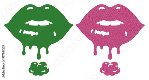 Juicy lips dripping with vibrant color against a clean background