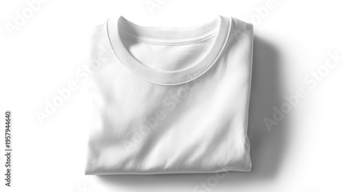 Folded white t shirt isolated on white background textile product