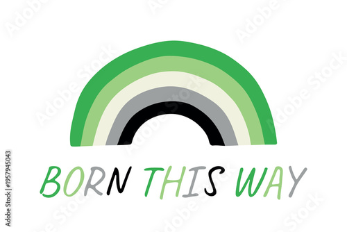 Colorful rainbow shape Aromantic pride flag Happy pride day LGBTQIA community Pride Month Vector hand drawn doodle for posters, stickers, logo, cards