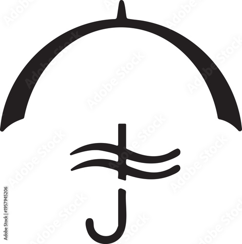 Abstract Umbrella with Wave Symbol Logo