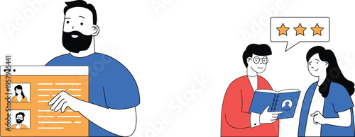 Professional presenting feedback and positive reviews during a virtual meeting