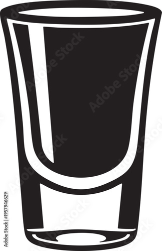 Minimalist Black and White Shot Glass Silhouette Vector
