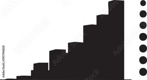 Silhouette of an Ascending Growth Bar Chart with Vertical Progress Dots