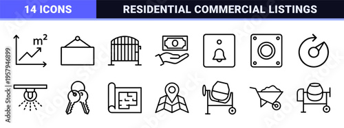 Real Estate Property Management Ultra Minimalist Monoline Geometric Line Art for Residential Commercial Listings Architectural Planning and Development