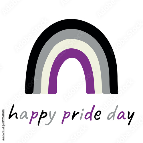 Colorful rainbow shape Asexual pride flag Happy pride day LGBTQIA community Pride Month Vector hand drawn doodle for posters, stickers, logo, cards