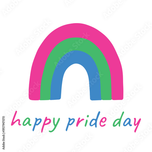 Colorful rainbow shape Polysexual pride flag Happy pride day LGBTQIA community Pride Month Vector hand drawn doodle for posters, stickers, logo, cards