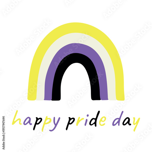 Colorful rainbow shape Non-binary pride flag Happy pride day LGBTQIA community Pride Month Vector hand drawn doodle for posters, stickers, logo, cards