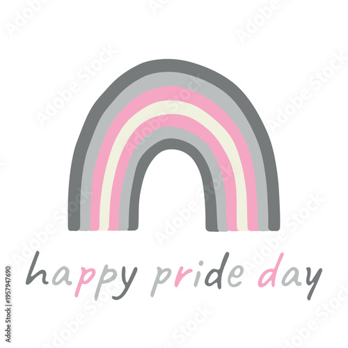Colorful rainbow shape Demigirl pride flag Happy pride day LGBTQIA community Pride Month Vector hand drawn doodle for posters, stickers, logo, cards