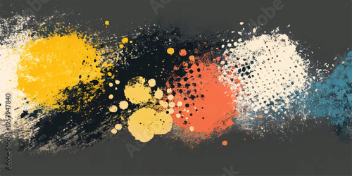 Abstract an explosion of vibrant hues dances across a darkened canvas, with a dynamic play of color, textures and gradients creating a sense of visual depth and artistic intrigue.