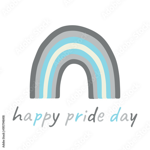 Colorful rainbow shape Demiboy pride flag Happy pride day LGBTQIA community Pride Month Vector hand drawn doodle for posters, stickers, logo, cards