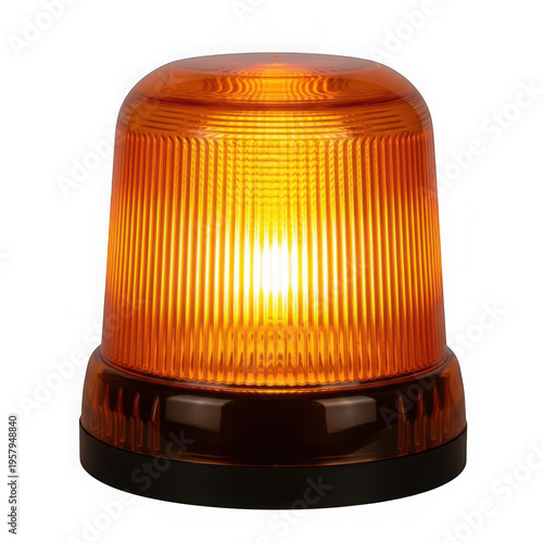 Orange emergency beacon light for industrial vehicles isolated on transparent background