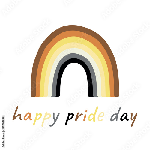 Colorful rainbow shape Bear brotherhood pride flag Happy pride day LGBTQIA community Pride Month Vector hand drawn doodle for posters, stickers, logo, cards