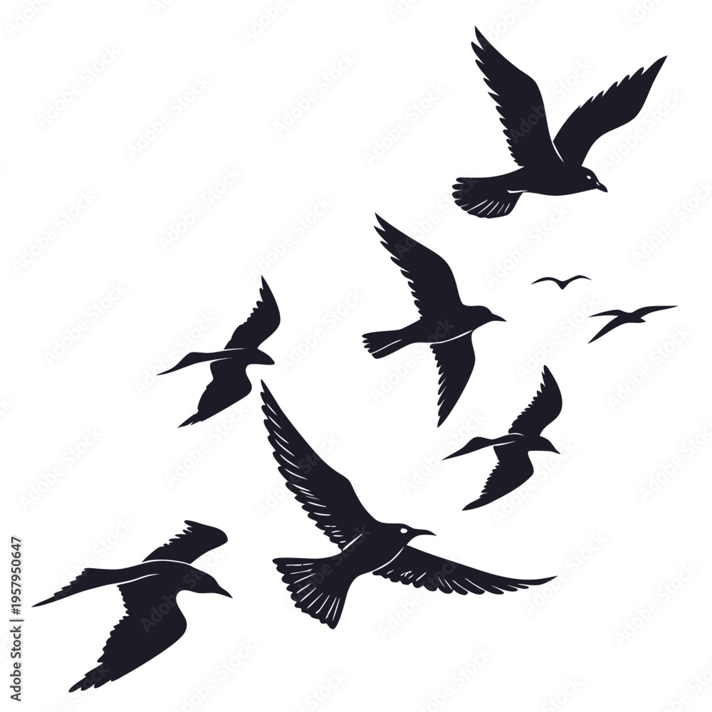 Obraz premium A flock of birds flying in the air