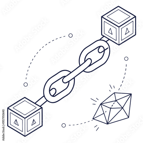Blockchain link with a diamond