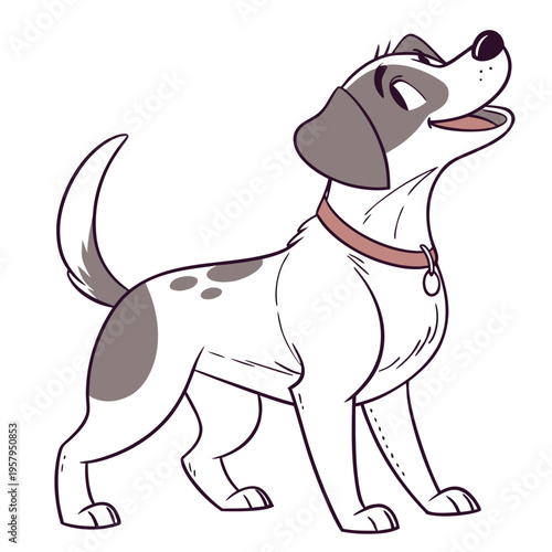 A cartoon dog with a brown collar