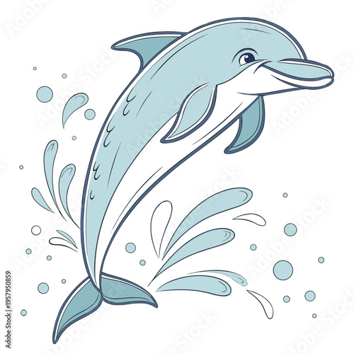 A cartoon dolphin jumping out of the water