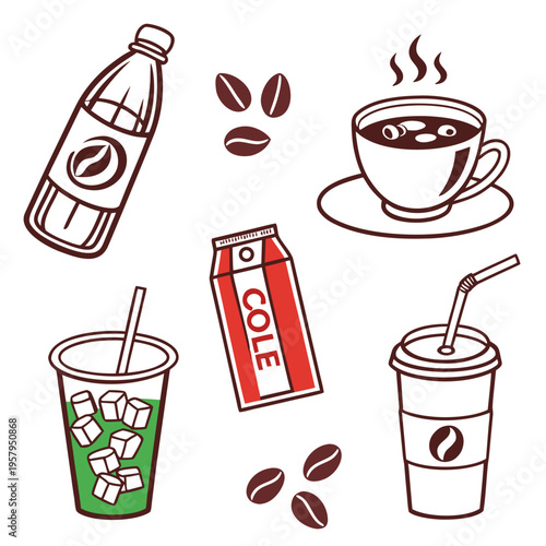 Collection of coffee and soda drinks