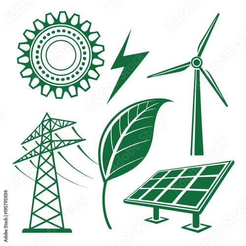 Renewable energy sources icons