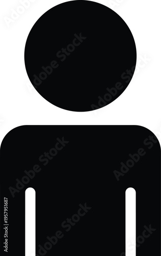 A minimalist black silhouette icon representing a single person or user profile on white background Vector