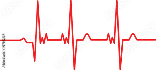 A vibrant red heartbeat rhythm line isolated on a clean and simple white background for medical Vector