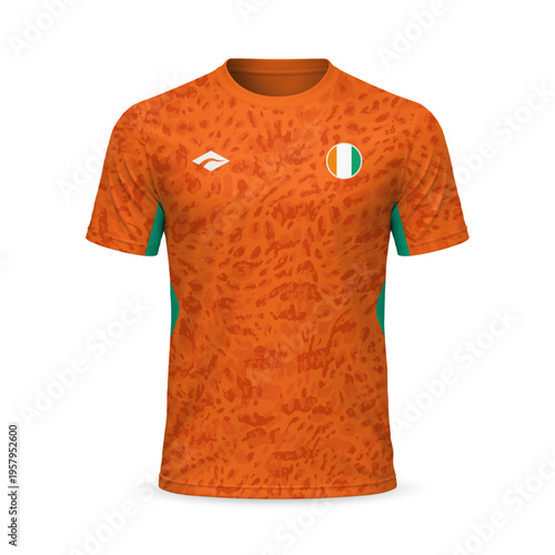 3d realistic home soccer jersey Ivory Coast national team, shirt template