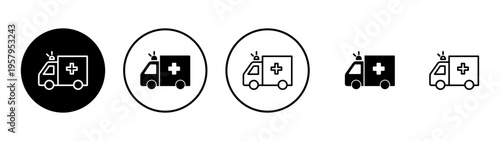 Ambulance icon vector. ambulance truck sign and symbol. ambulance car