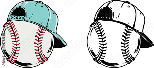 Baseball with Cap Vintage Sport Vector