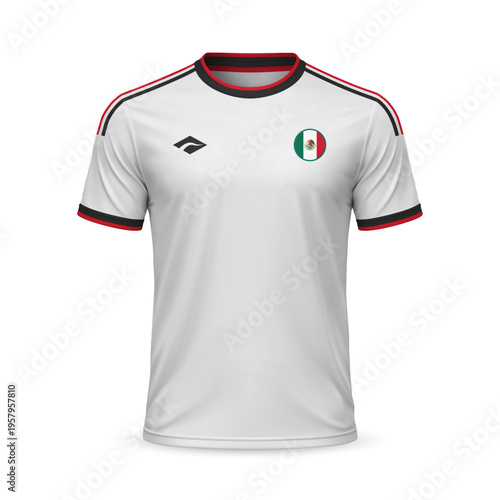 3d realistic away soccer jersey Mexico national team, shirt template